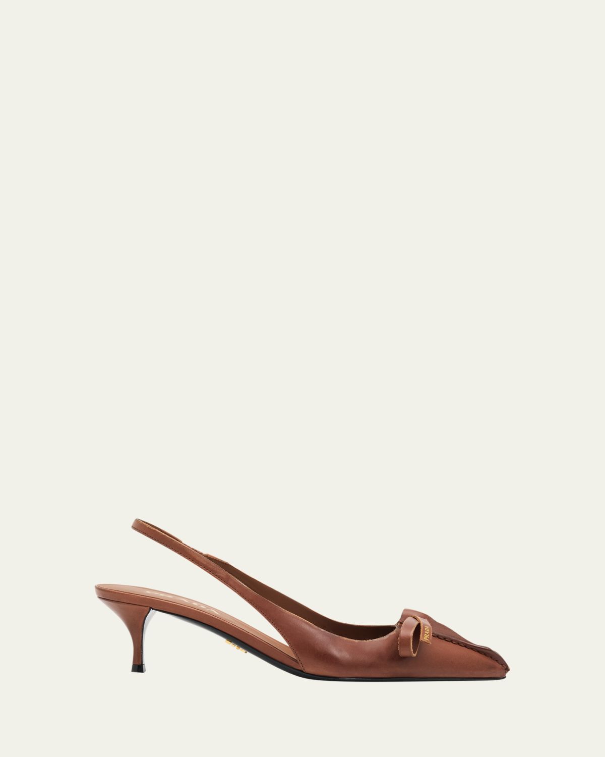 Prada 55mm Brushed Leather Slingback Pumps