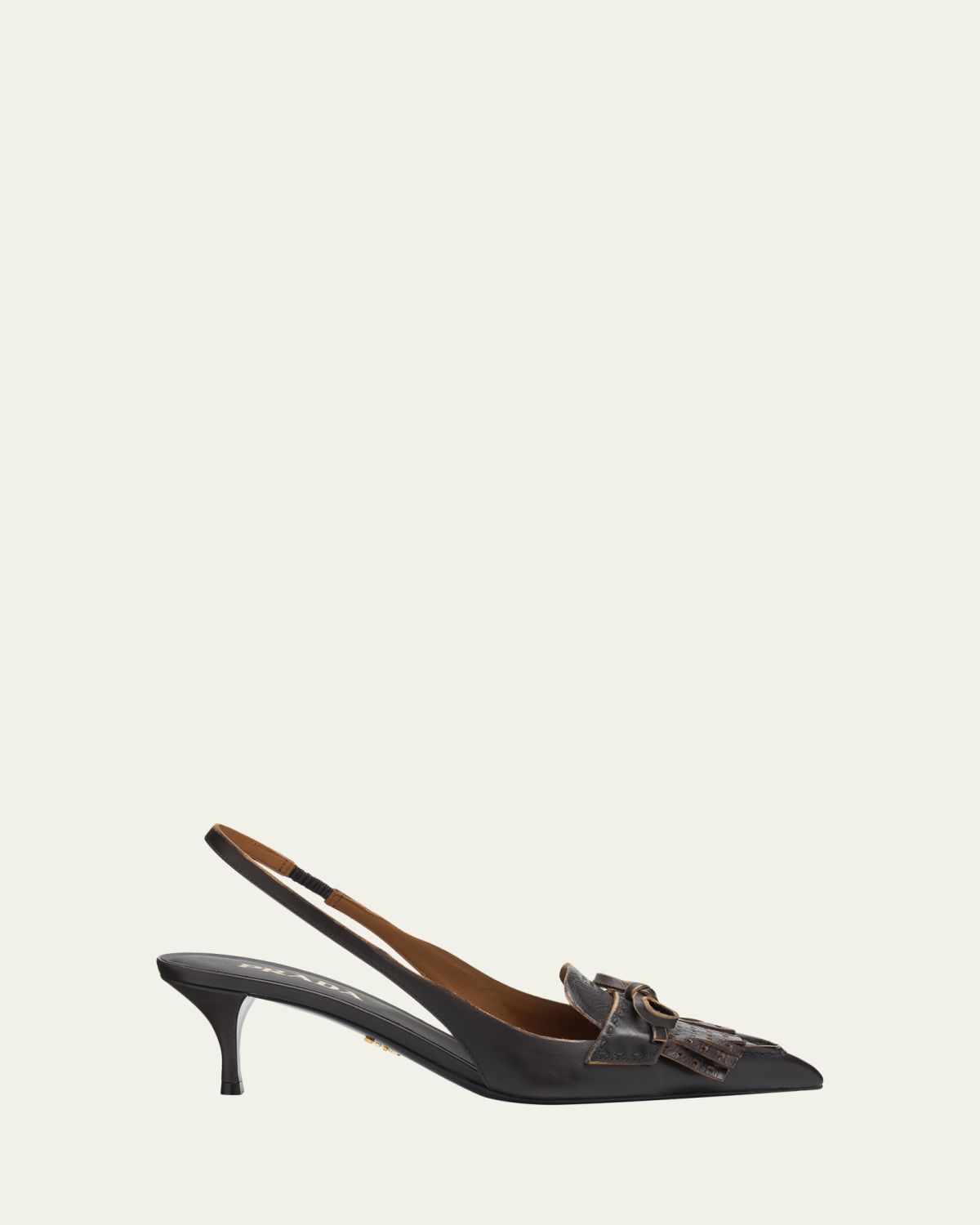 Prada 55mm Brushed Leather Slingback Pumps
