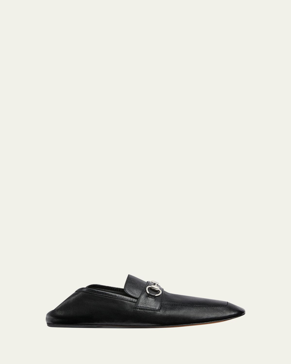 Gucci Men's Edgar Leather Bit Loafers with Foldable Heel