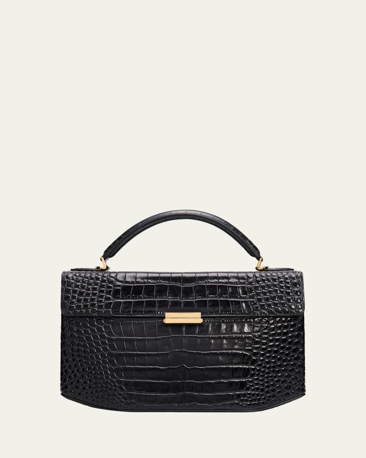 Toteme Box Croc-Embossed Leather Top-Handle Bag