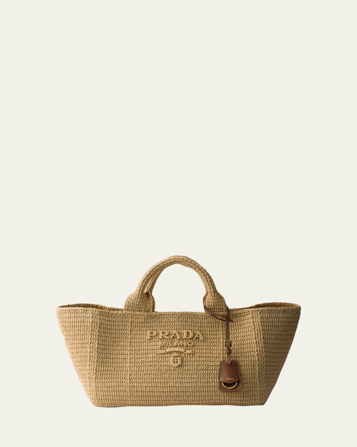 Prada Crochet Viscose Raffia Tote Bag
