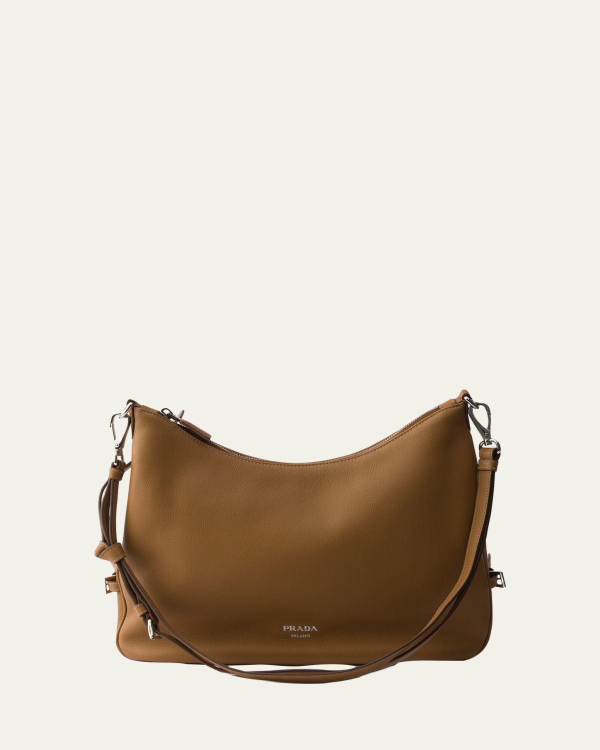 Prada Fold Large Leather Shoulder Bag - Women's Bags