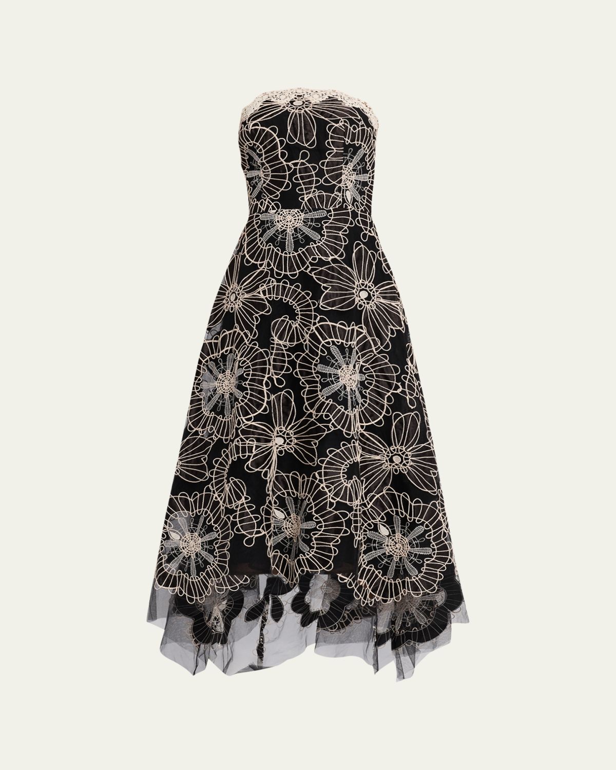 Rickie Freeman for Teri Jon Strapless Floral-Embroidered Tulle Maxi Dress | Thumbnail 6 Rickie Freeman for Teri Jon Strapless Floral-Embroidered Tulle Maxi Dress | Thumbnail 6