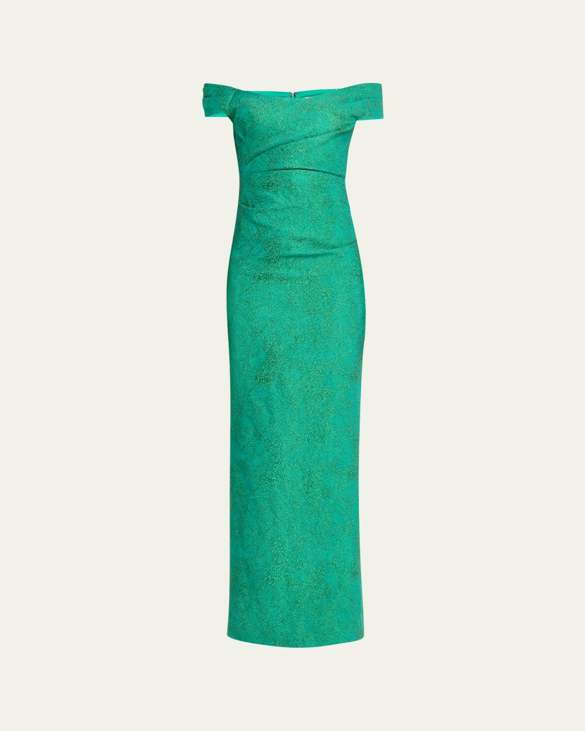 Rickie Freeman for Teri Jon Off-Shoulder Metallic Jacquard Column Gown | Thumbnail 6