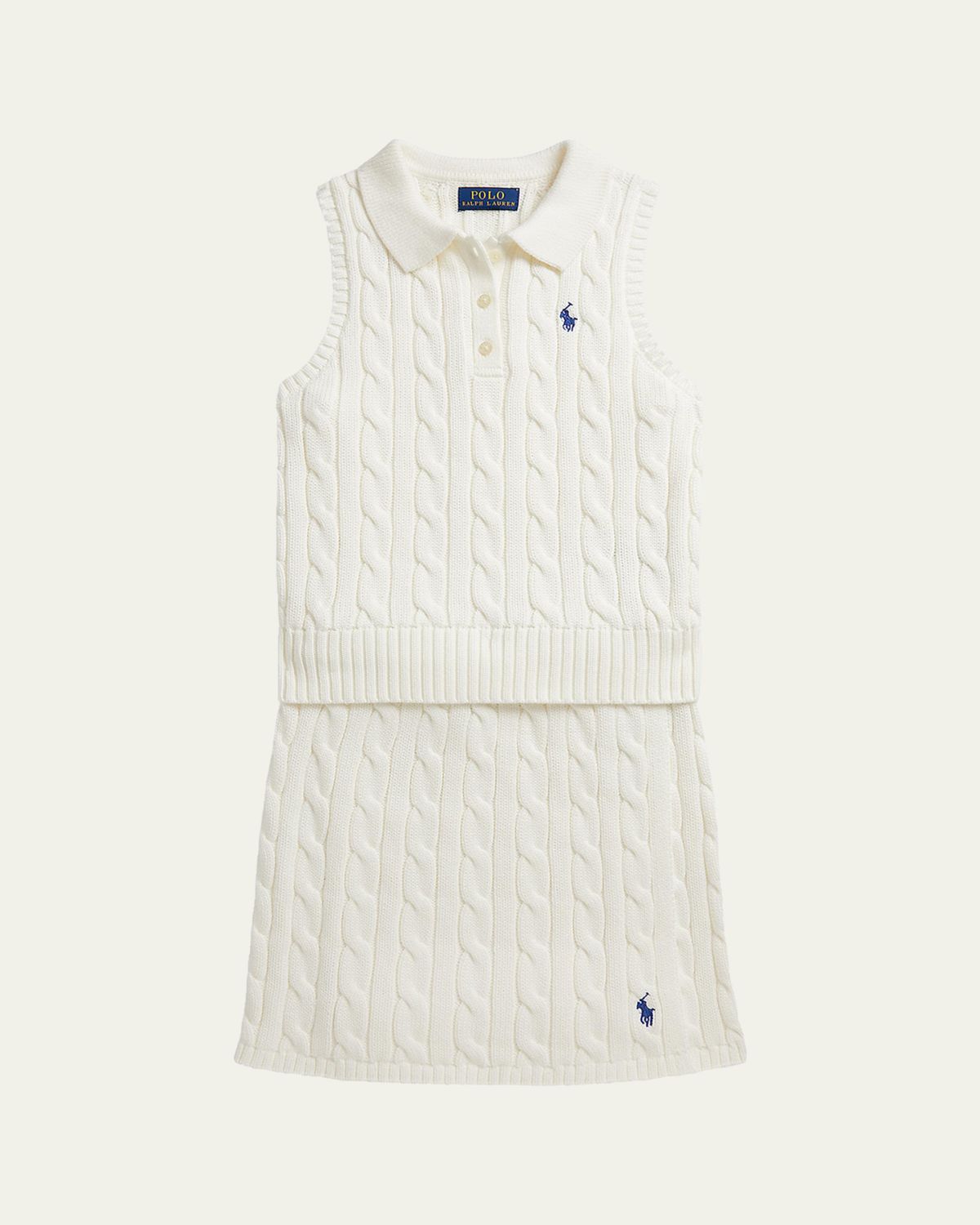 Ralph Lauren Little Girl's & Girl's Cotton Polo Sweater & Faux-Wrap Skirt