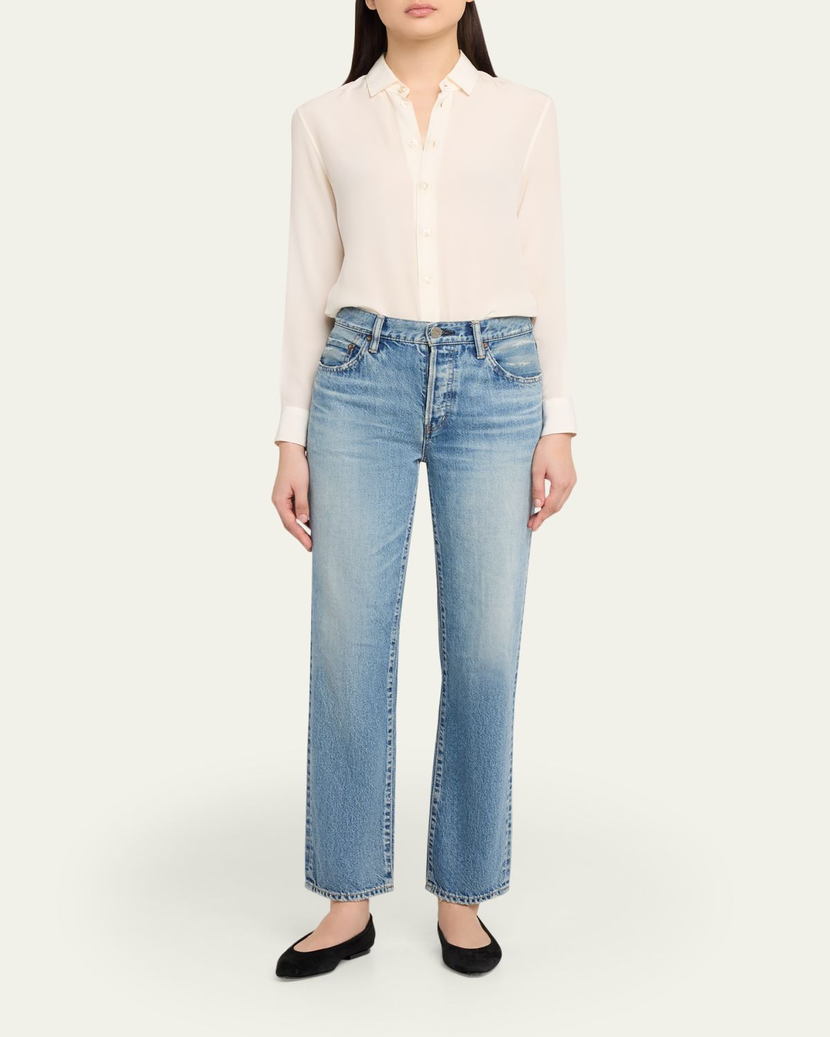 MOUSSY VINTAGE Washed Denim Mid-Rise Straight-Leg Jeans | Thumbnail 2 MOUSSY VINTAGE Washed Denim Mid-Rise Straight-Leg Jeans | Thumbnail 2