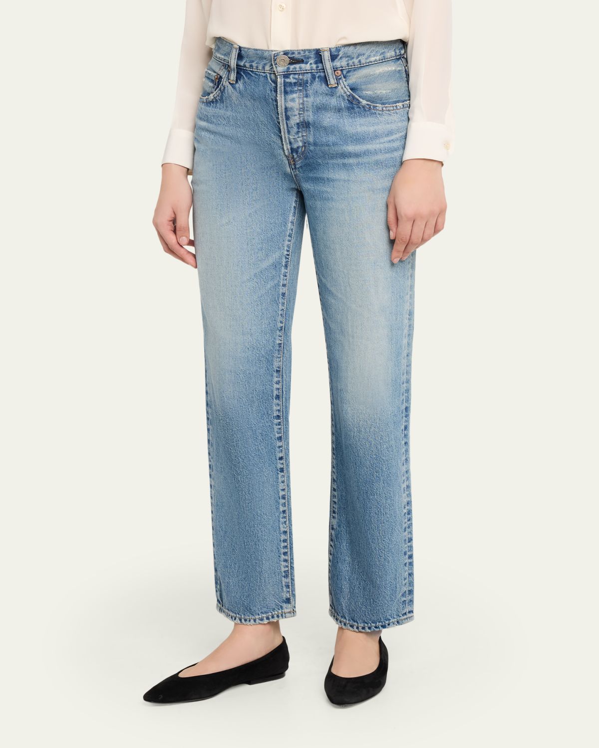 MOUSSY VINTAGE Washed Denim Mid-Rise Straight-Leg Jeans | Thumbnail 4 MOUSSY VINTAGE Washed Denim Mid-Rise Straight-Leg Jeans | Thumbnail 4