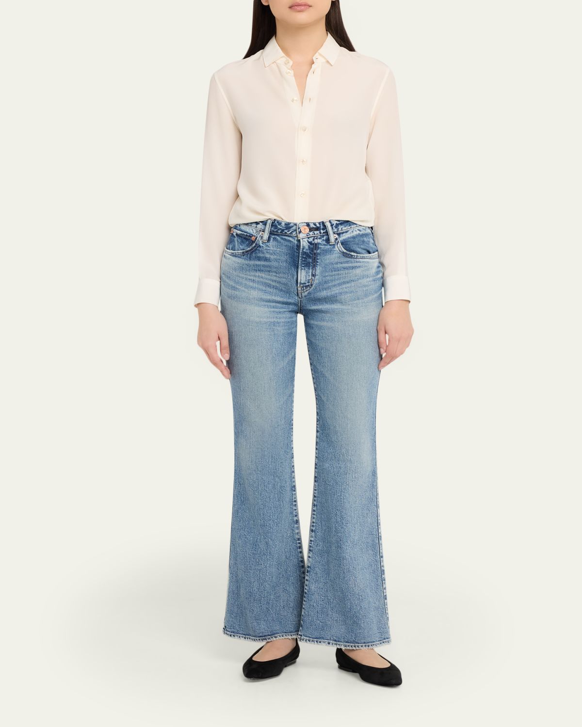MOUSSY VINTAGE Washed Denim Mid-Rise Flared Jeans | Thumbnail 2