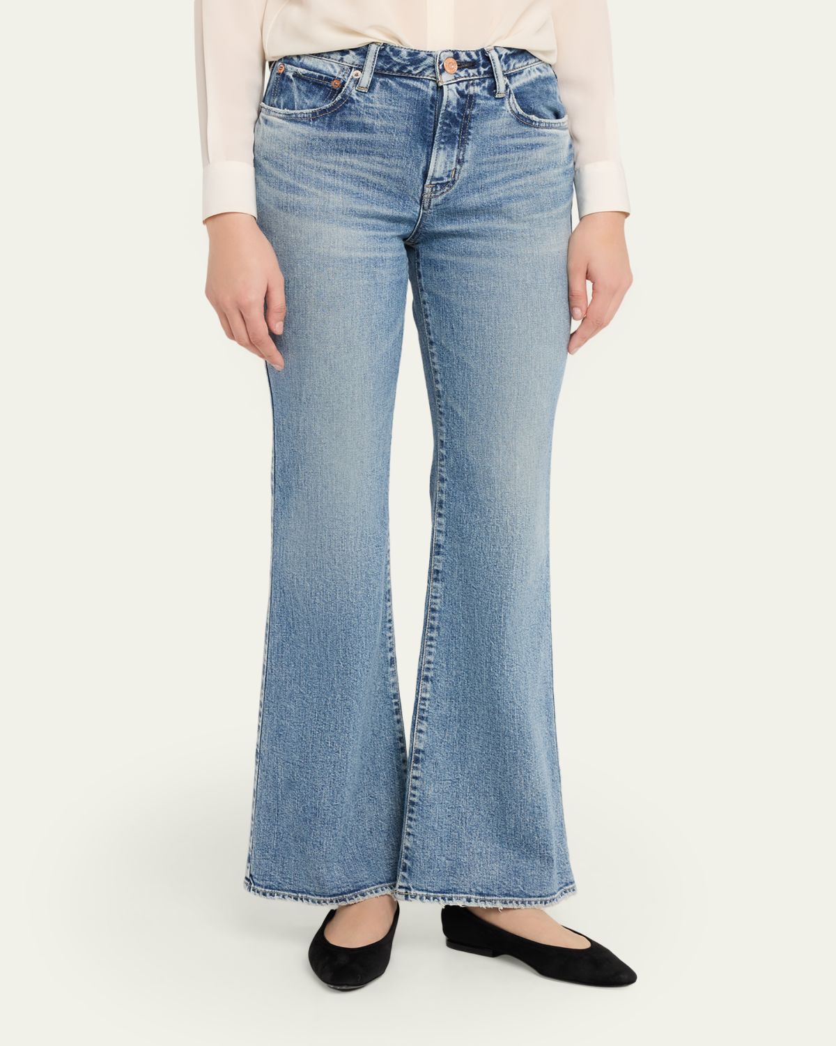 MOUSSY VINTAGE Washed Denim Mid-Rise Flared Jeans | Thumbnail 4