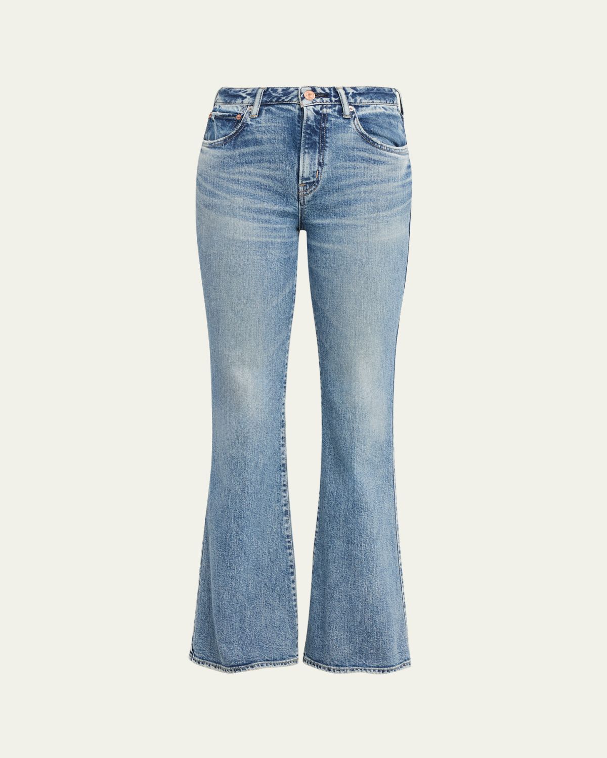 MOUSSY VINTAGE Washed Denim Mid-Rise Flared Jeans