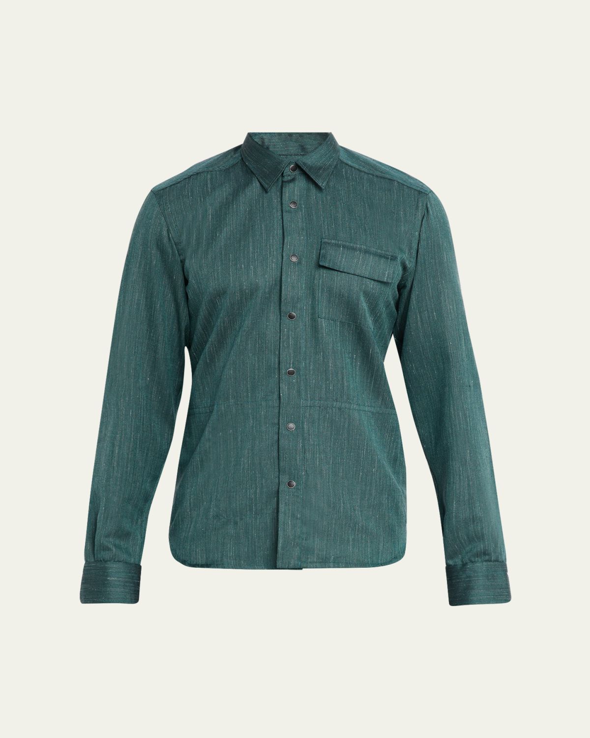 Kiton Men's Cashmere, Wool and Silk Snap-Placket Shirt