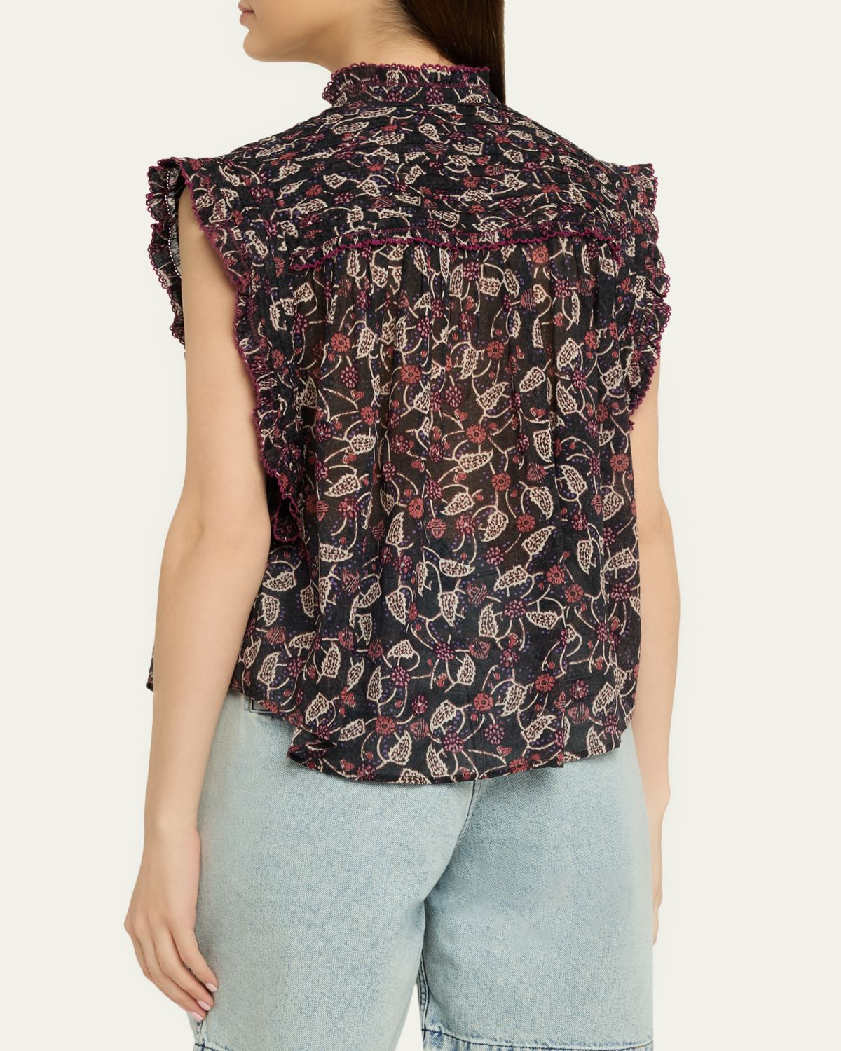 Etoile Isabel Marant Dersia Floral Ruffled Cotton Button-Front Top | Thumbnail 3 Etoile Isabel Marant Dersia Floral Ruffled Cotton Button-Front Top | Thumbnail 3