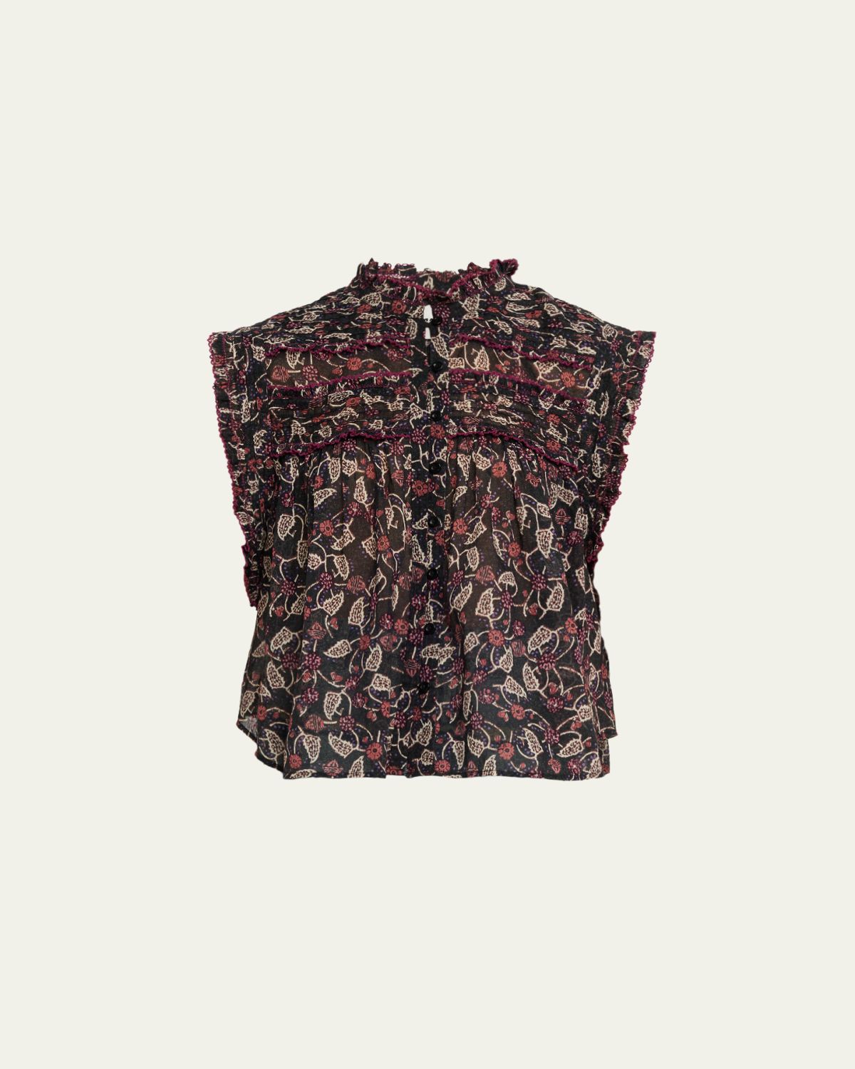 Etoile Isabel Marant Dersia Floral Ruffled Cotton Button-Front Top