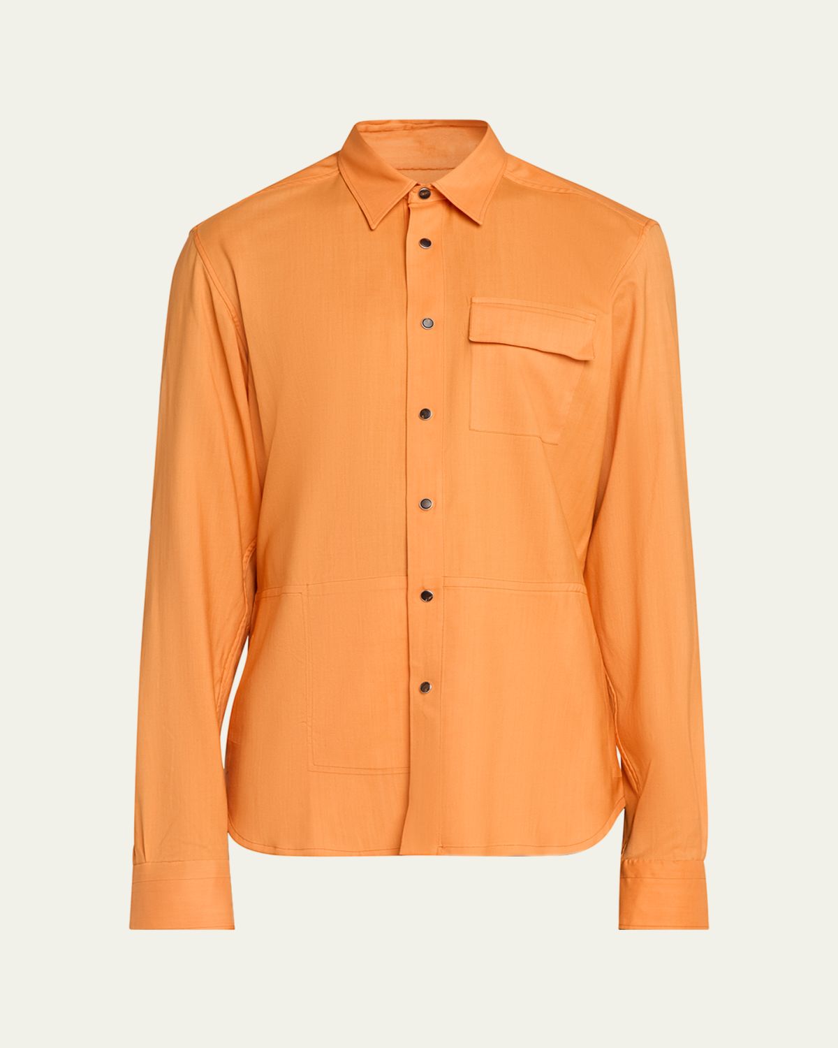 Kiton Men's Cashmere Pocket Snap-Placket Shirt