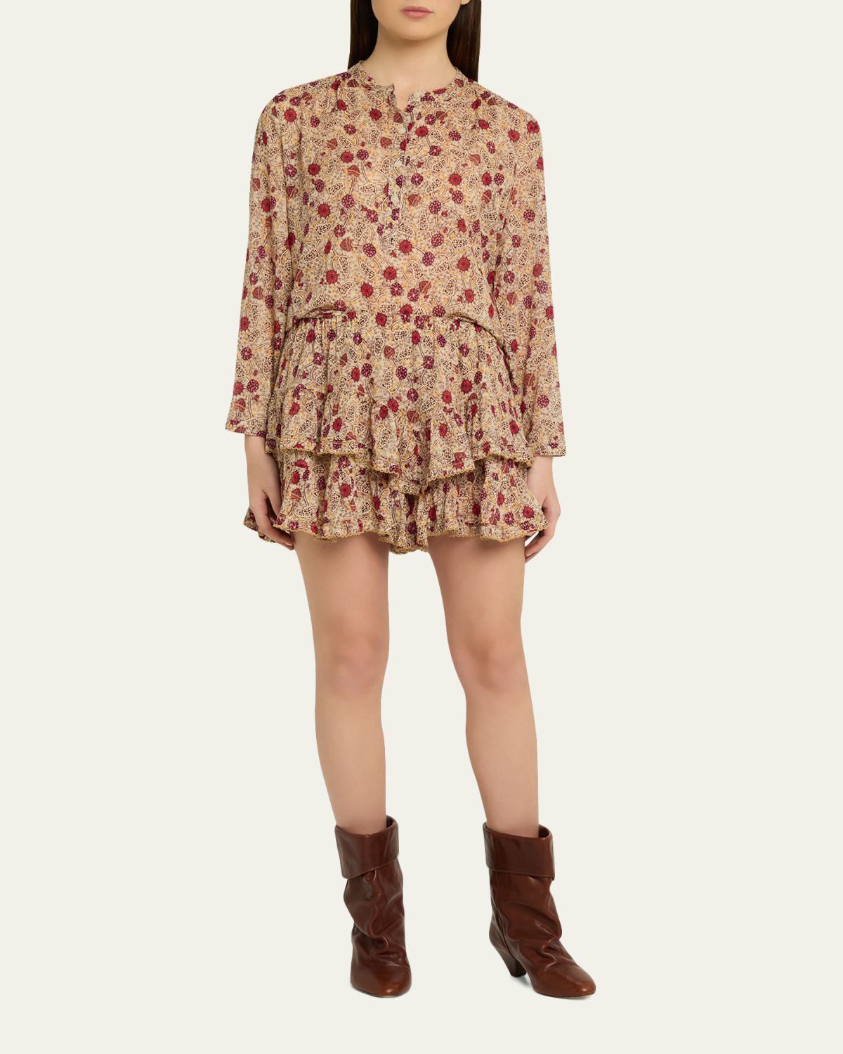 Etoile Isabel Marant Jocadia Floral Ruffled Cotton Miniskirt | Thumbnail 2 Etoile Isabel Marant Jocadia Floral Ruffled Cotton Miniskirt | Thumbnail 2