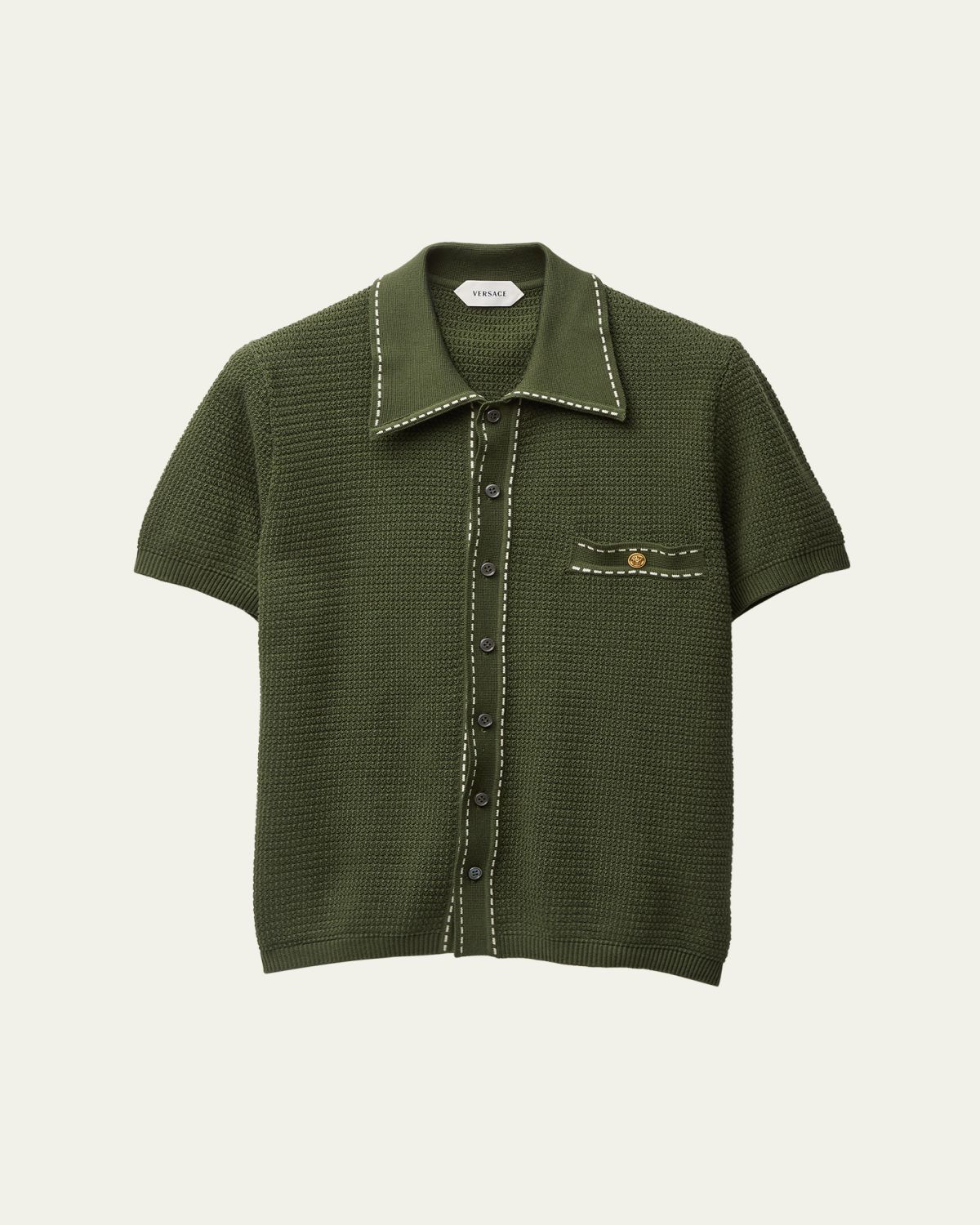 Versace Cotton Knit Button-Down Sweater