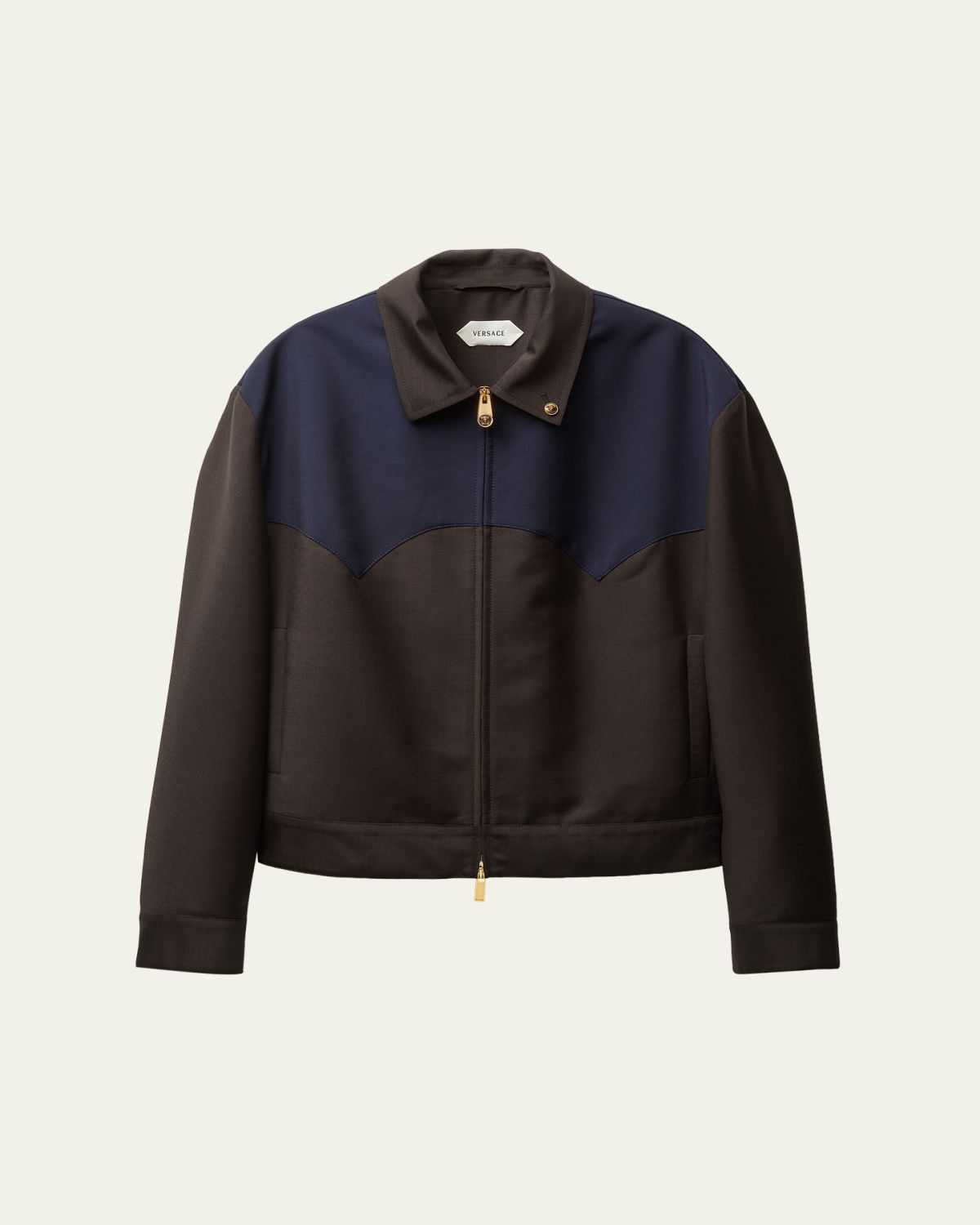 Versace Colorblocked Wool/Mohair Zip-Up Blouson Jacket | Thumbnail 4 Versace Colorblocked Wool/Mohair Zip-Up Blouson Jacket | Thumbnail 4