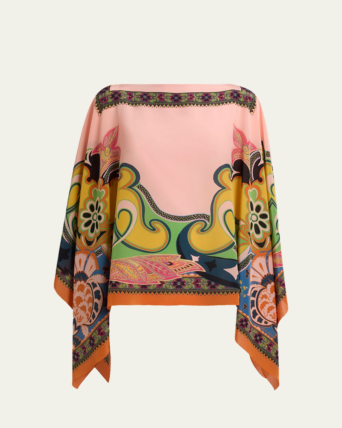 Etro Paisley-Print Silk Poncho | Thumbnail 3 Etro Paisley-Print Silk Poncho | Thumbnail 3