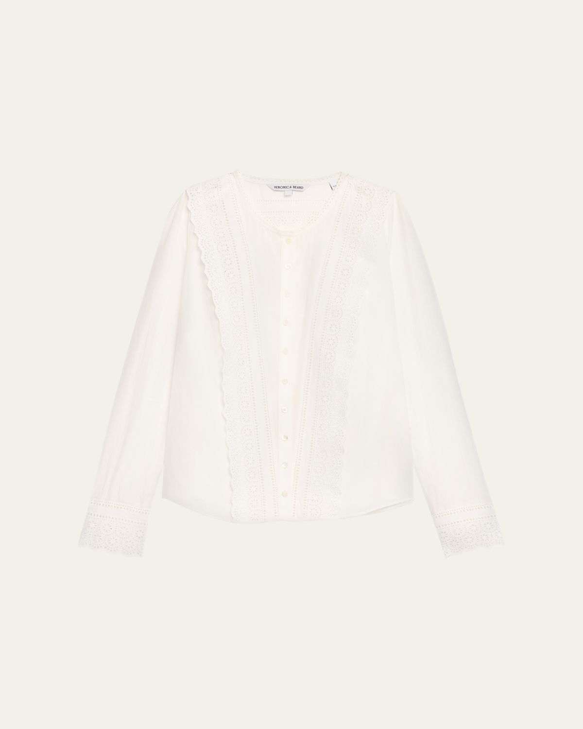 Veronica Beard Clermont Embroidered Long-Sleeve Blouse