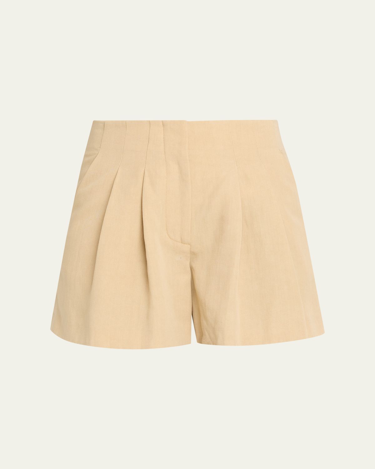 Veronica Beard Gables Pleated Linen-Blend Shorts