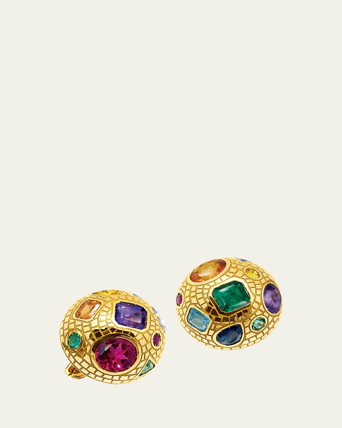 Verdura 18K Yellow Gold Mosaic Earrings