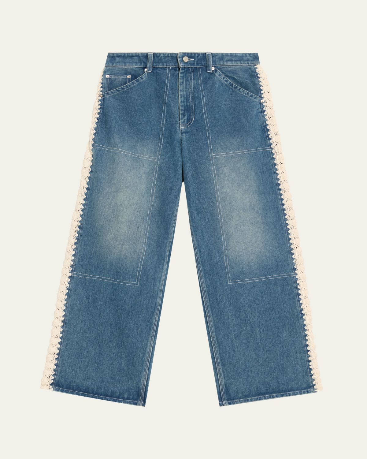 Sea Stasia Crochet-Trim Utility Jeans