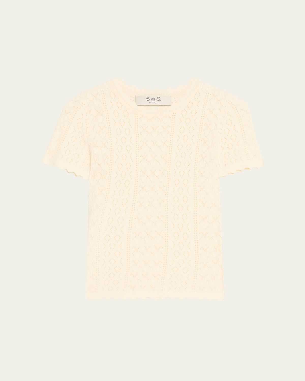 Sea Georgia Pointelle Knit Short-Sleeve Top