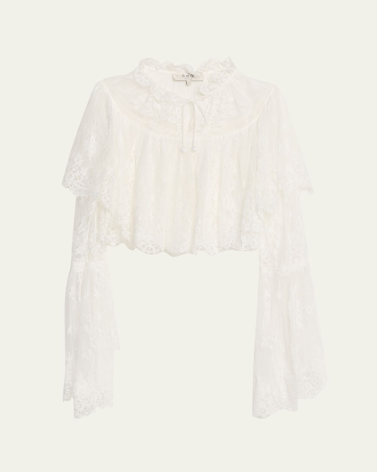 Sea Holden Floral Lace Capelet Blouse