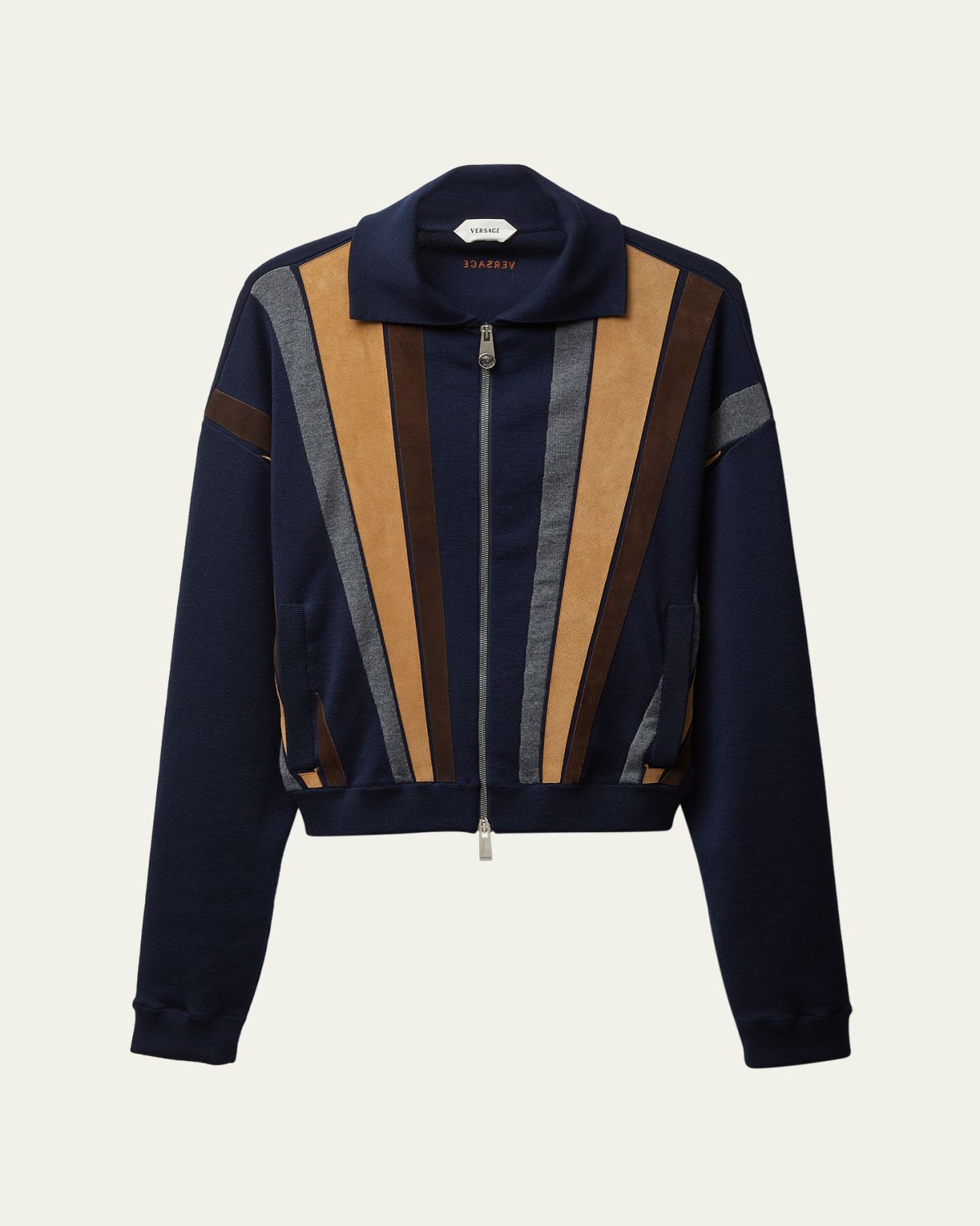 Versace Colorblocked Wool-Blend Zip-Up Blouson Jacket