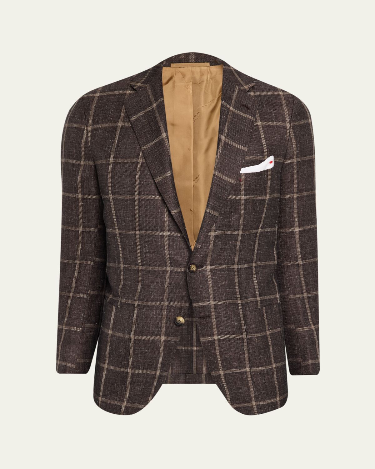 Kiton Men's Windowpane Cashmere and Silk Single-Breasted Sport Coat