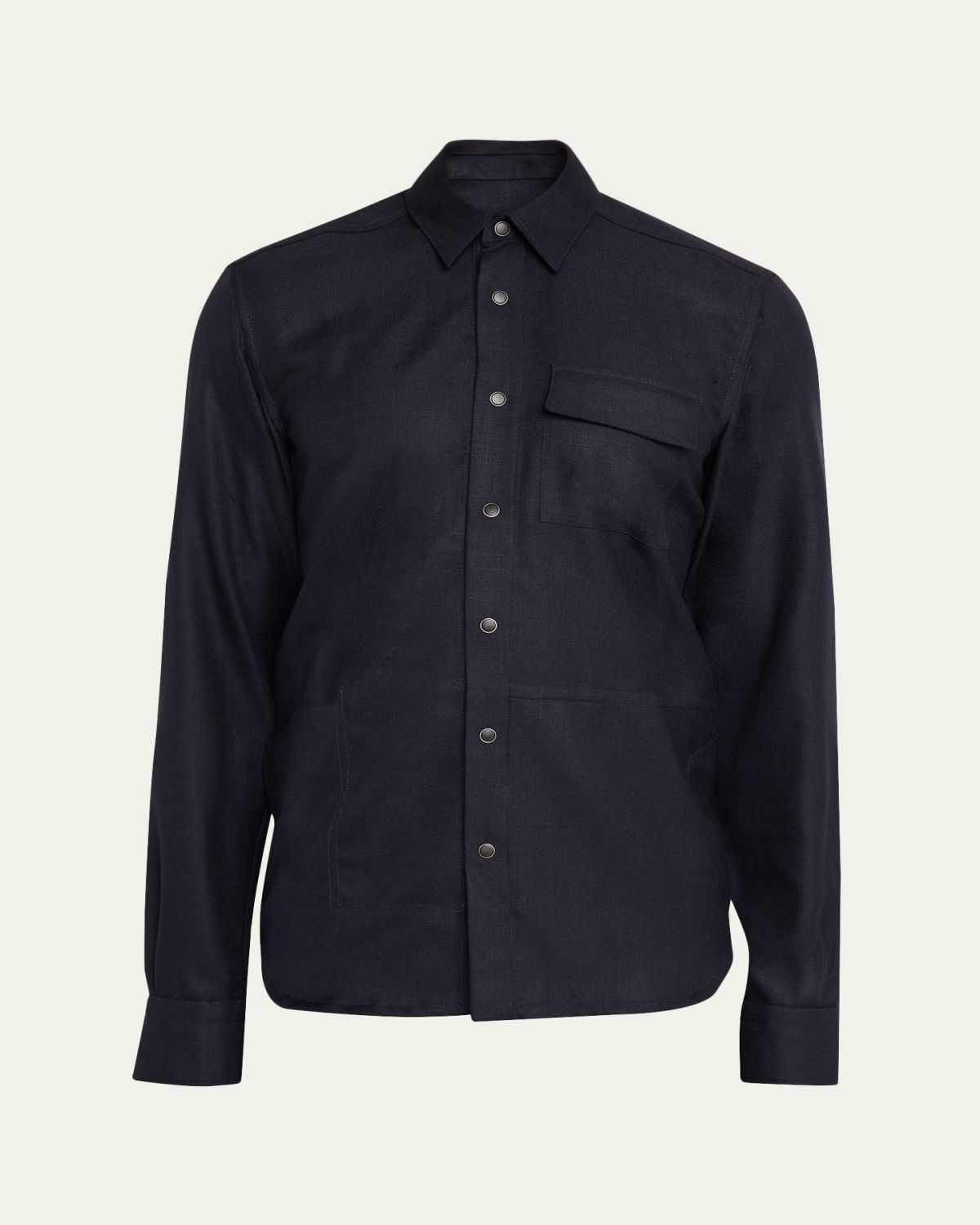 Kiton Men's Textured Cashmere and Wool Snap-Front Overshirt