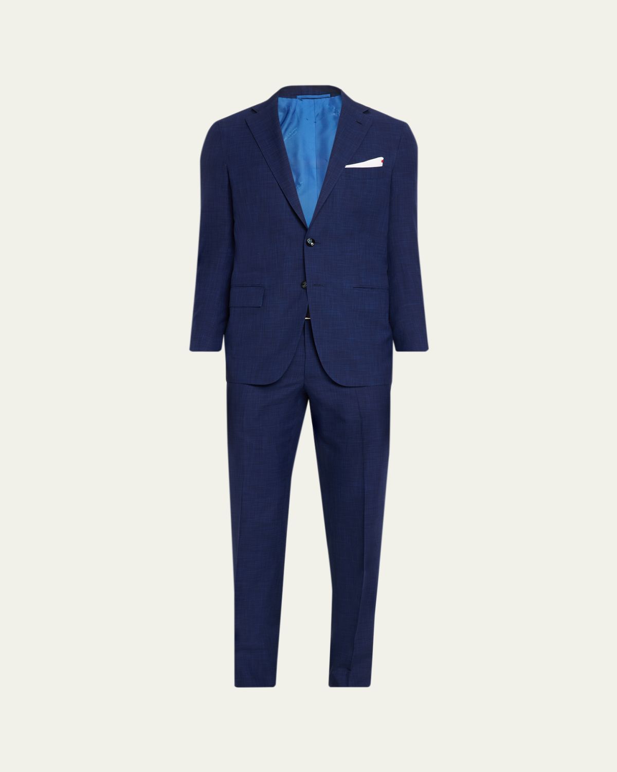 Kiton Men's Textured Check Wool and Silk Two-Piece Suit
