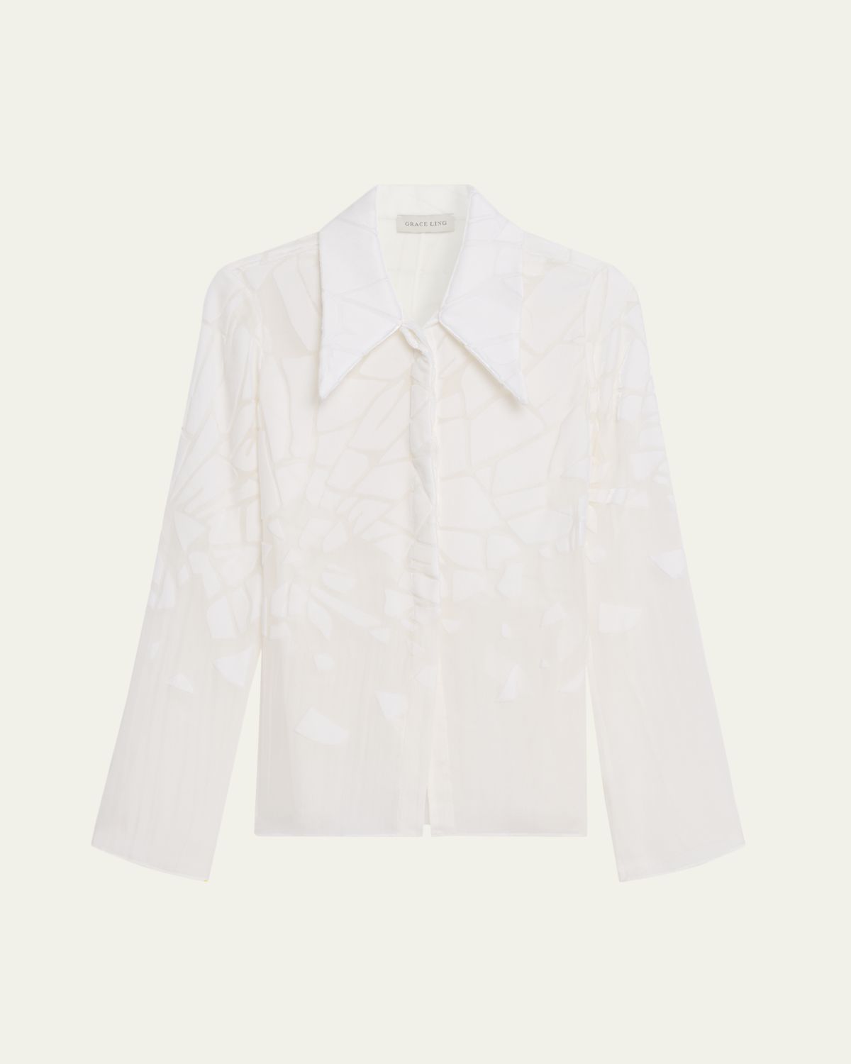 GRACE LING Cracked Velvet Devore Chiffon Button-Down Shirt | Thumbnail 6 GRACE LING Cracked Velvet Devore Chiffon Button-Down Shirt | Thumbnail 6