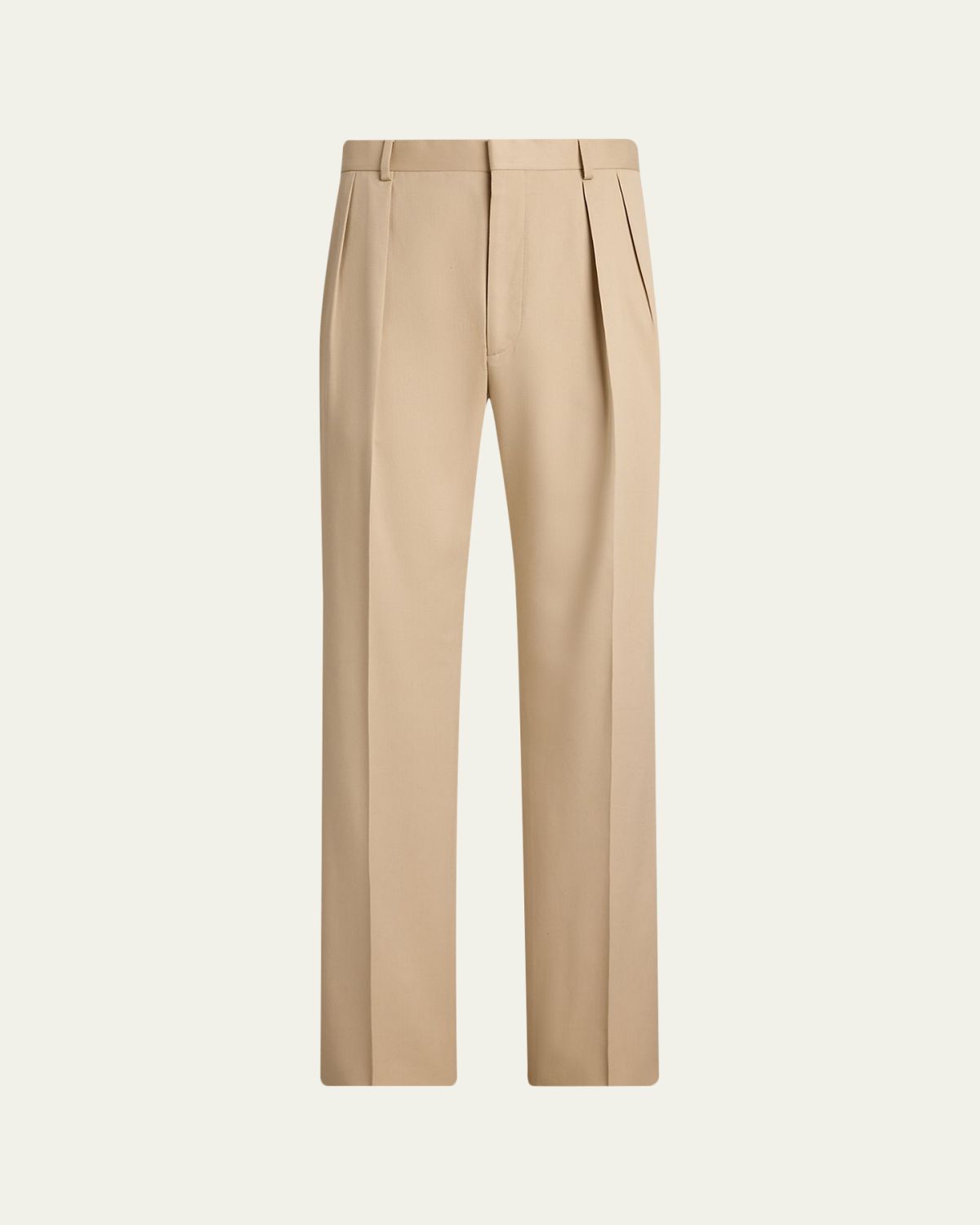 Ralph Lauren Purple Label Men's Silk Gabardine Pleated Straight-Leg Trousers