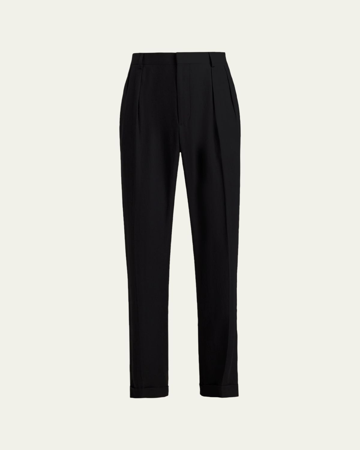 Ralph Lauren Purple Label Men's Silk and Linen Straight-Leg Pleated Trousers