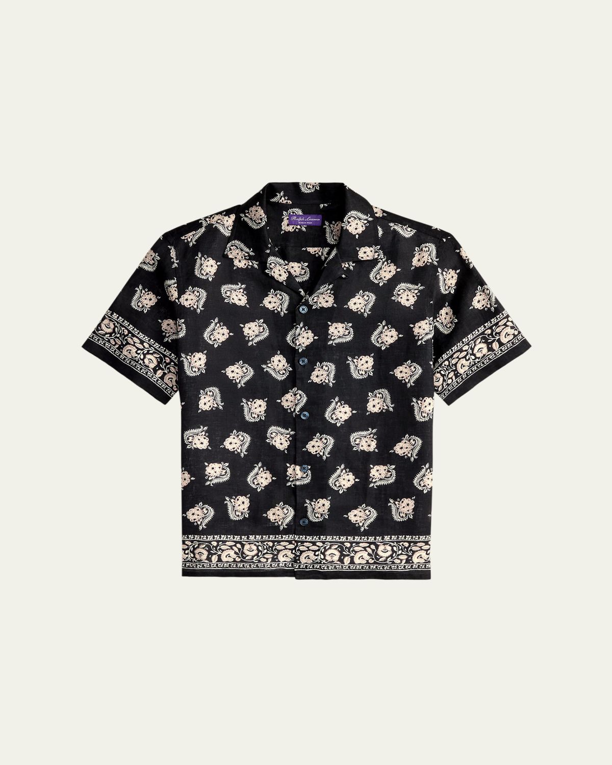 Ralph Lauren Purple Label Men's Paisley-Print Linen Camp Shirt