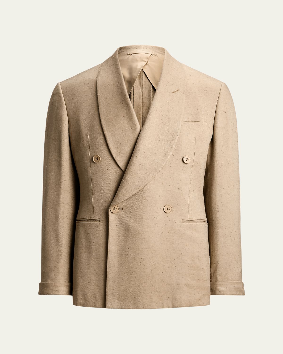 Ralph Lauren Purple Label Men's Super Slub Twill Shawl Lapel Double-Breasted Blazer