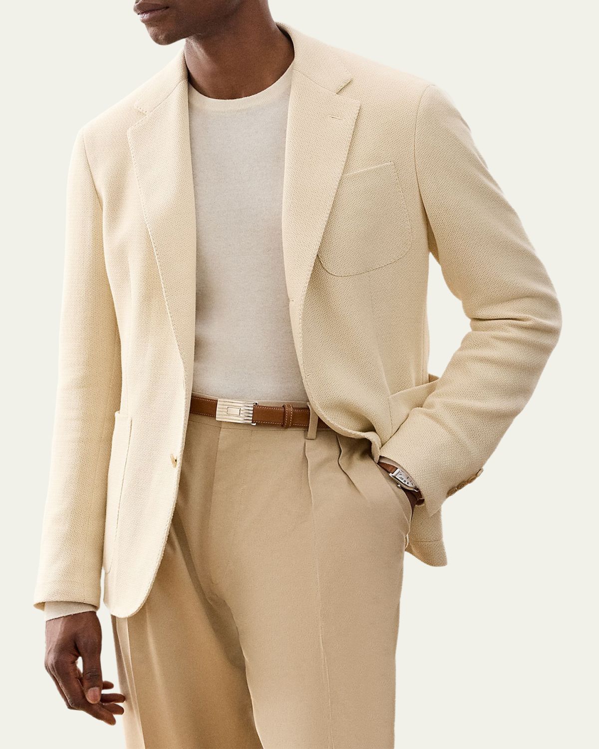 Ralph Lauren Purple Label Men's Cotton Panama Weave Single-Breasted Blazer | Thumbnail 4 Ralph Lauren Purple Label Men's Cotton Panama Weave Single-Breasted Blazer | Thumbnail 4