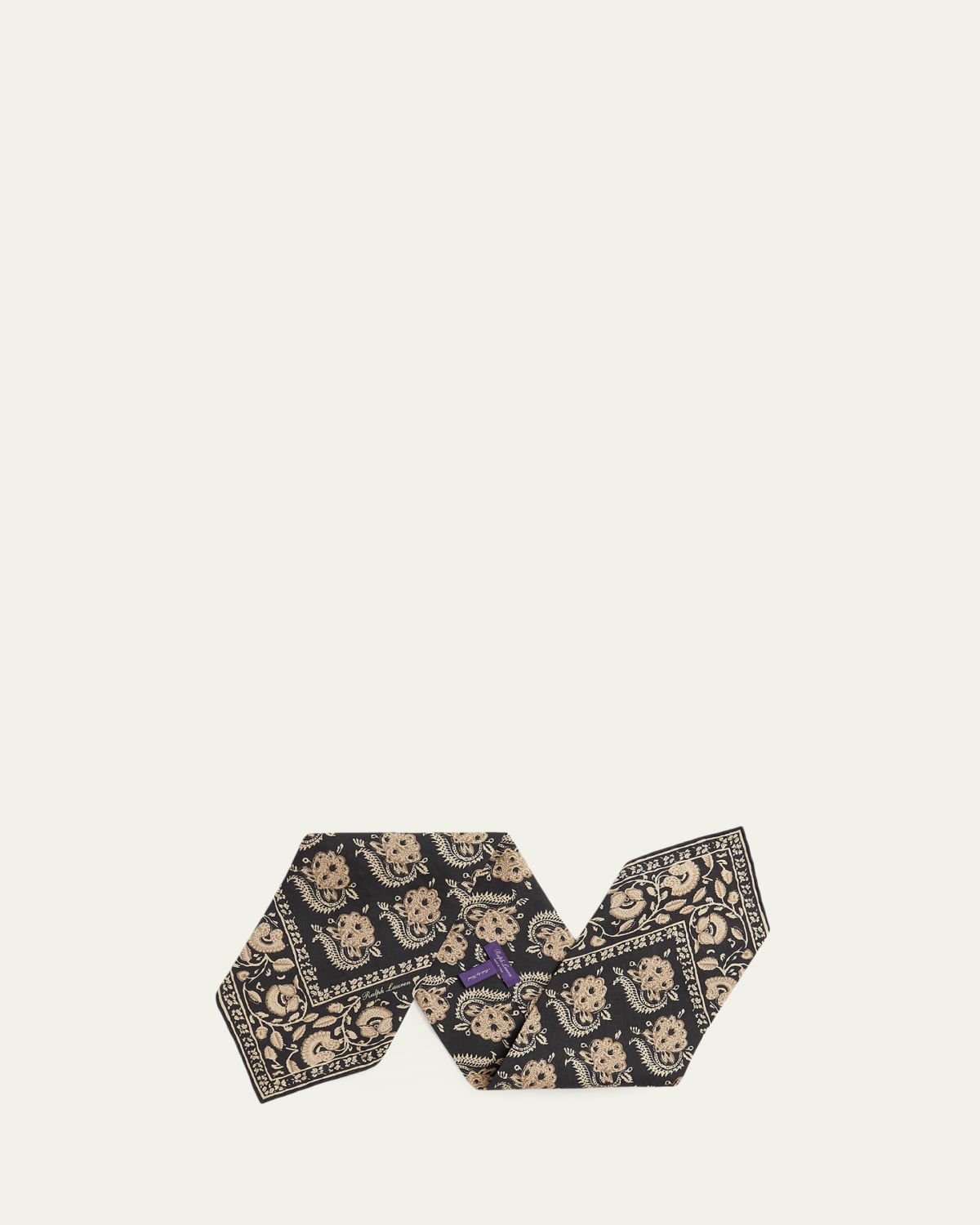 Ralph Lauren Purple Label Men's Woodblock Paisley Linen Neckerchief | Thumbnail 2