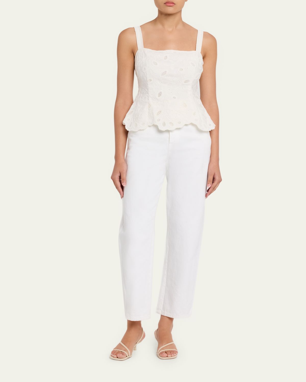 SIMKHAI McKenna Embroidered Peplum-Hem Top | Thumbnail 2