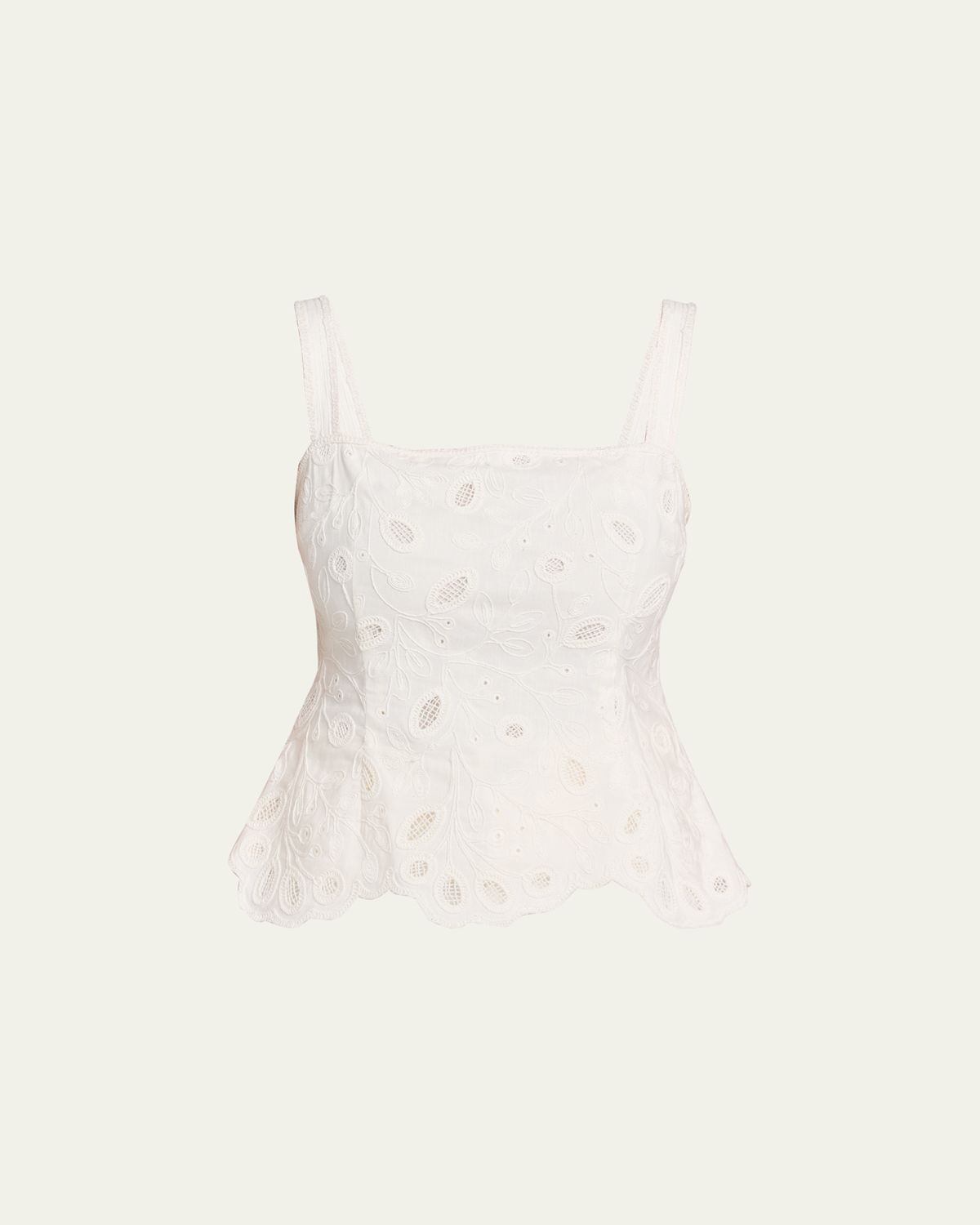 SIMKHAI McKenna Embroidered Peplum-Hem Top