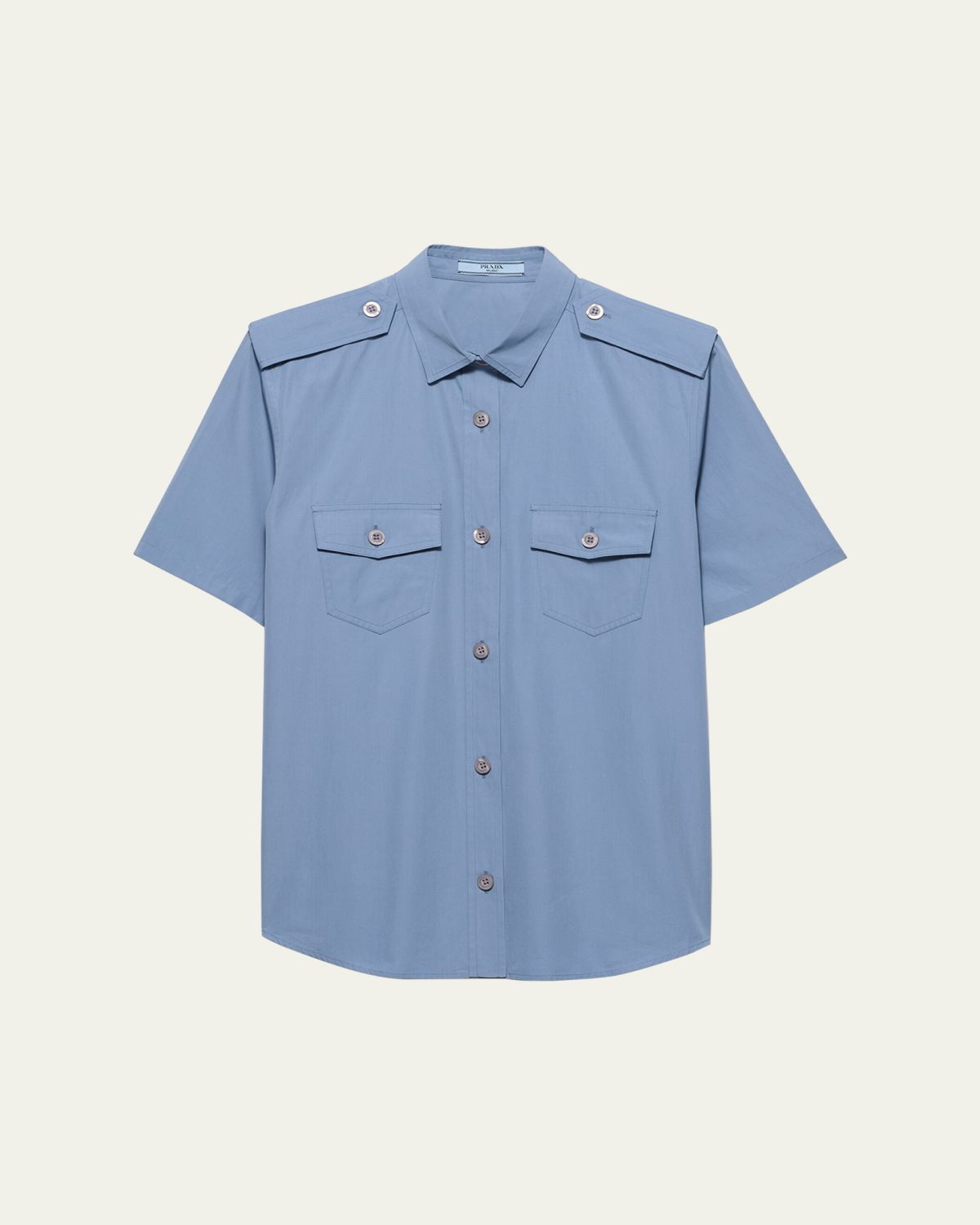 Prada Short-Sleeve Cotton Utility Shirt - Women's Clothing