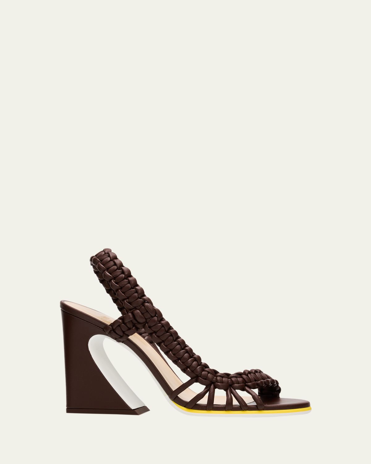 Fendi 95mm  Arco Asymmetric Braided Leather Sandals