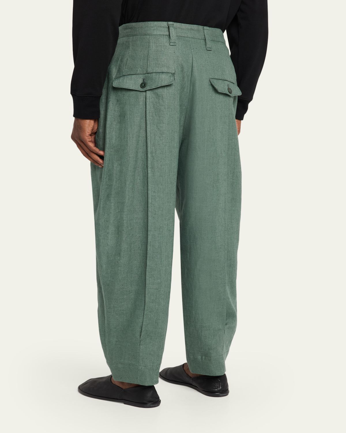 IM MEN Men's Linen Pleated Tapered-Leg Trousers | Thumbnail 3 IM MEN Men's Linen Pleated Tapered-Leg Trousers | Thumbnail 3