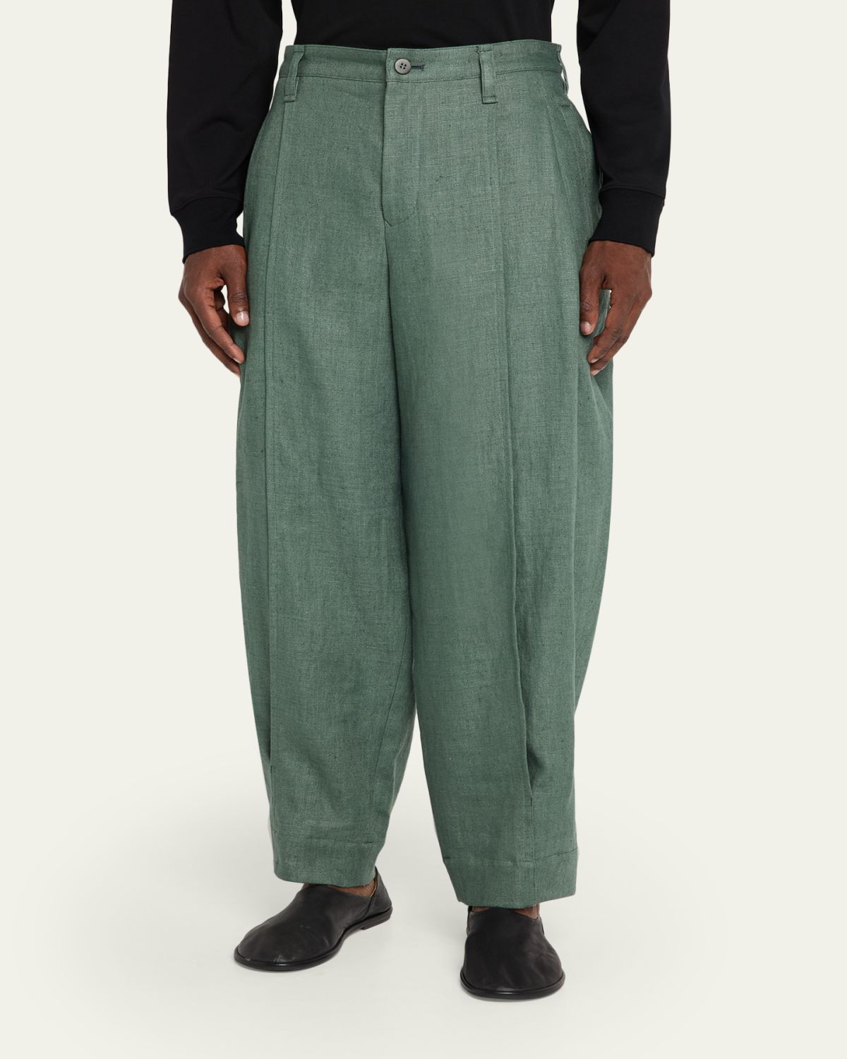 IM MEN Men's Linen Pleated Tapered-Leg Trousers | Thumbnail 4 IM MEN Men's Linen Pleated Tapered-Leg Trousers | Thumbnail 4