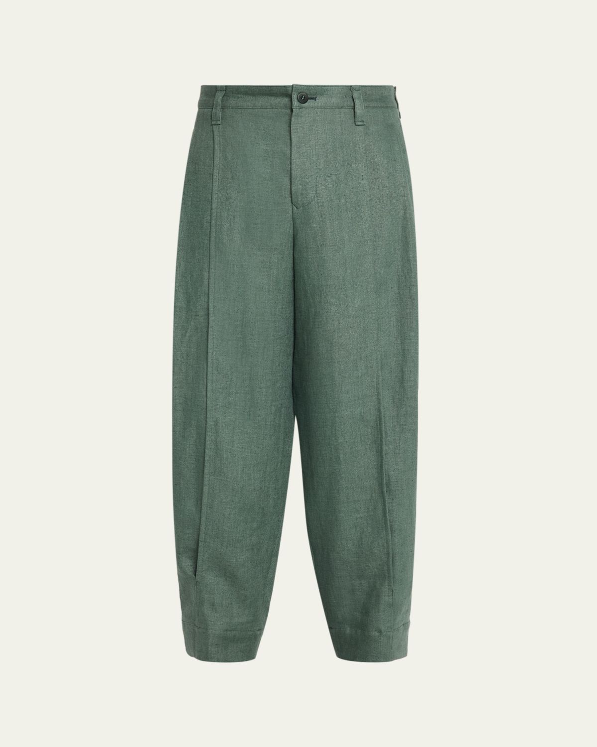 IM MEN Men's Linen Pleated Tapered-Leg Trousers