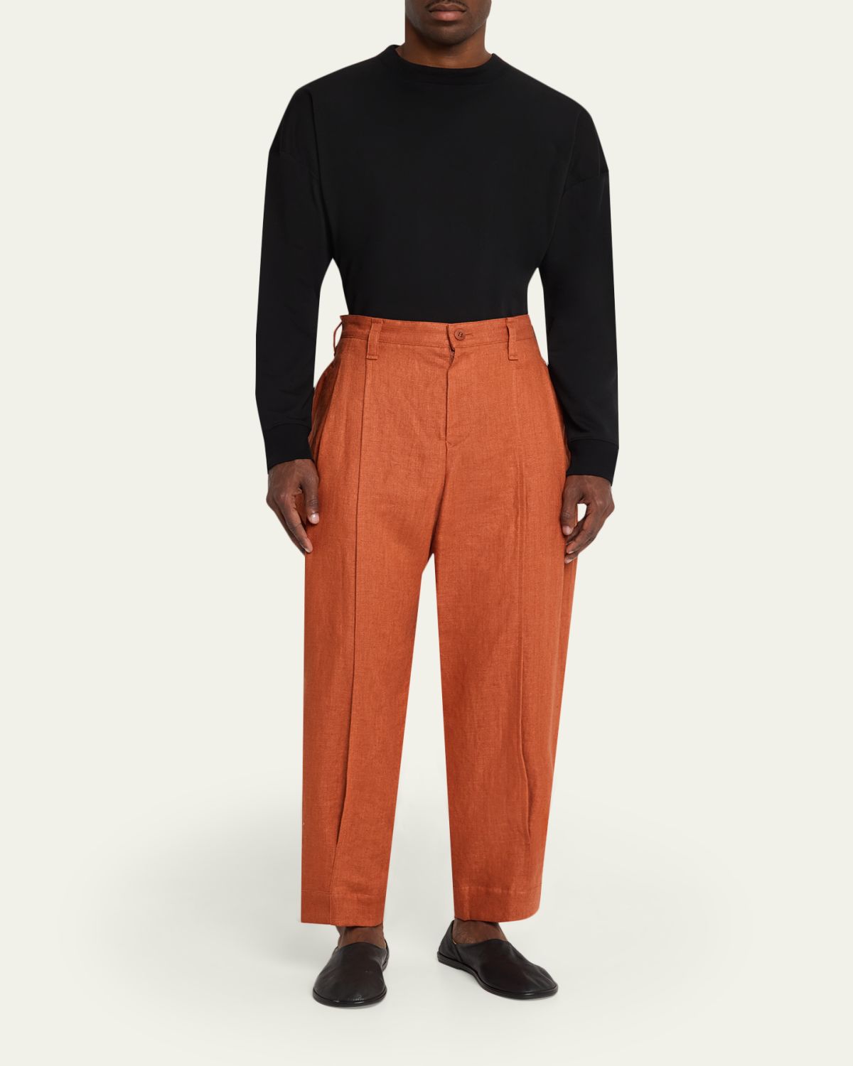 IM MEN Men's Linen Pleated Tapered-Leg Trousers | Thumbnail 2 IM MEN Men's Linen Pleated Tapered-Leg Trousers | Thumbnail 2