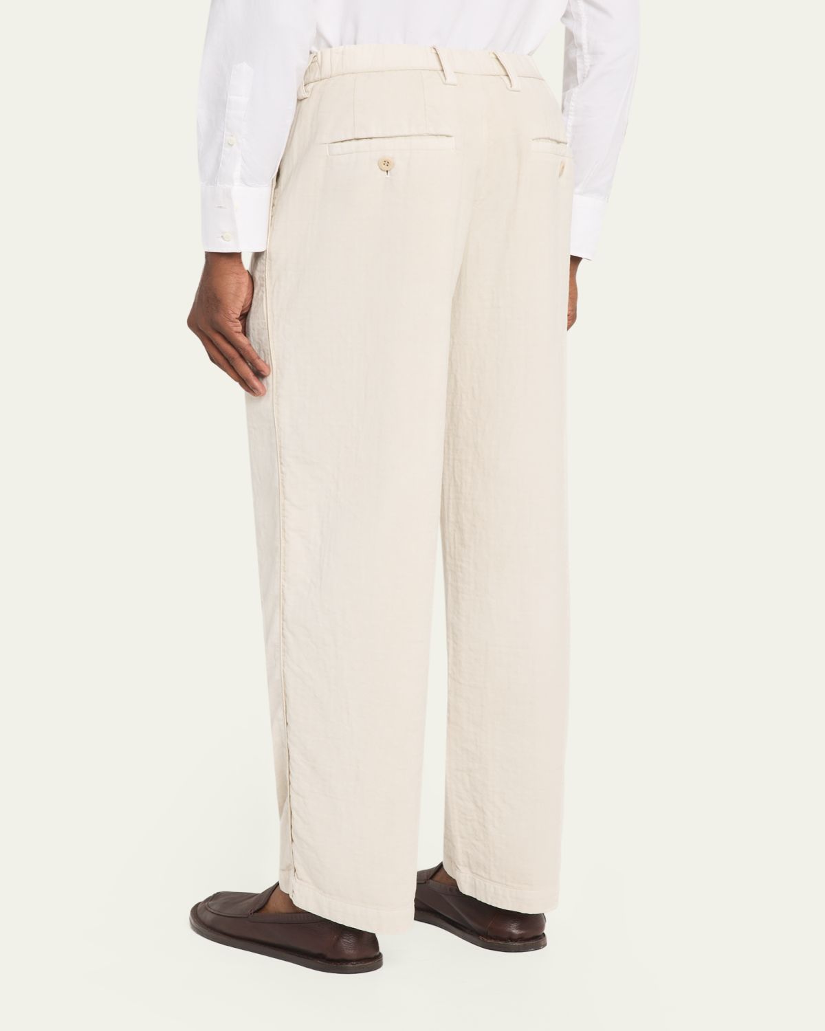IM MEN Men's Cotton Pigment Pleated Straight-Leg Trousers | Thumbnail 3 IM MEN Men's Cotton Pigment Pleated Straight-Leg Trousers | Thumbnail 3