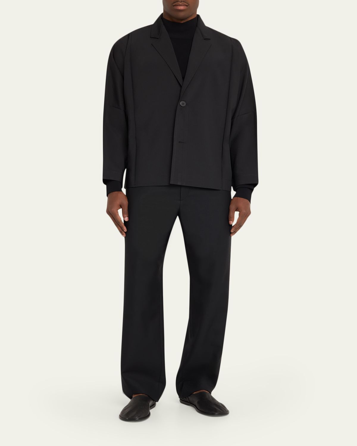 IM MEN Men's Black Flat Loose Fit Jacket | Thumbnail 2 IM MEN Men's Black Flat Loose Fit Jacket | Thumbnail 2