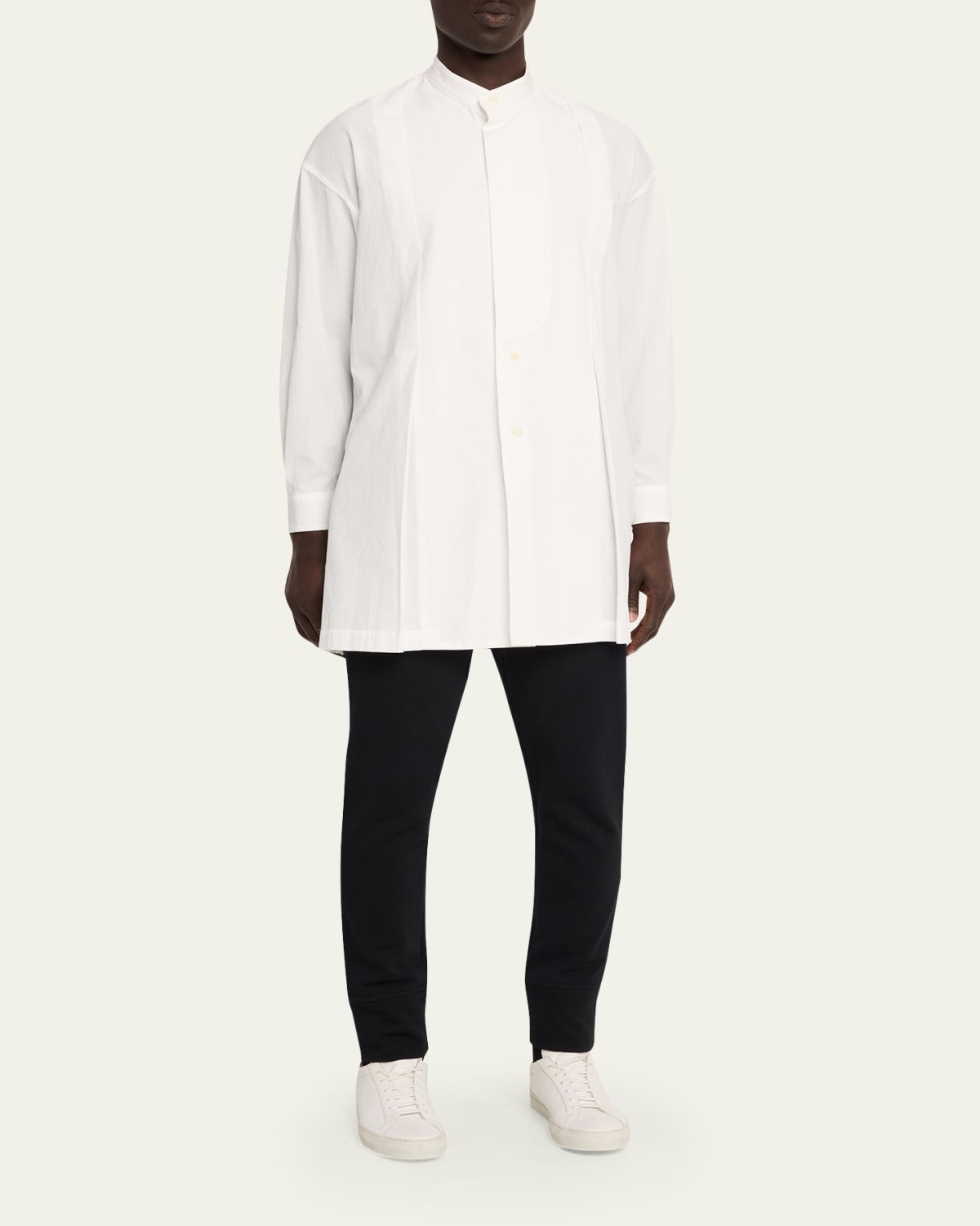IM MEN Men's Cotton and Linen Band-Collar Tunic | Thumbnail 2 IM MEN Men's Cotton and Linen Band-Collar Tunic | Thumbnail 2